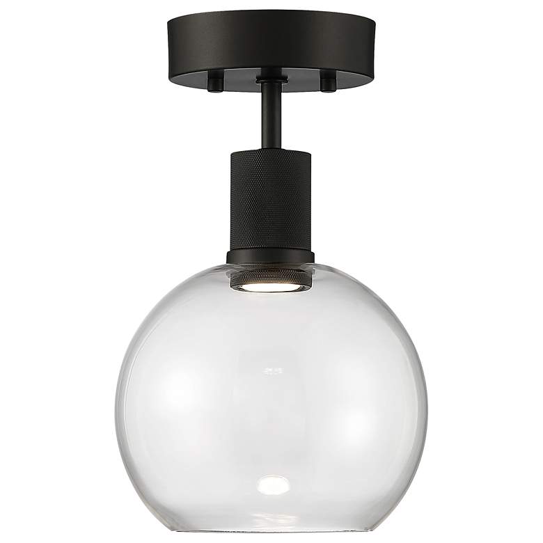 Image 2 Access Lighting Port Nine 7 1/2" Black Clear Glass LED Ceiling Light more views