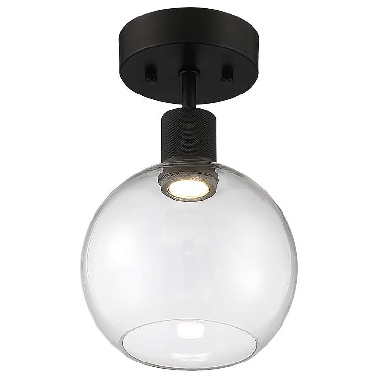 Image 3 Access Lighting Port Nine 7 1/2" Black Clear Glass LED Ceiling Light more views