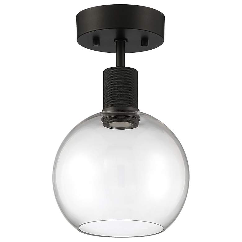 Image 4 Access Lighting Port Nine 7 1/2" Black Clear Glass LED Ceiling Light more views