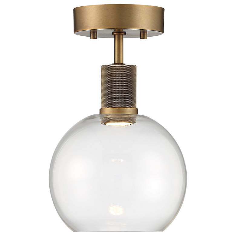 Image 2 Access Lighting Port Nine 7 1/2" Brass and Glass LED Ceiling Light more views