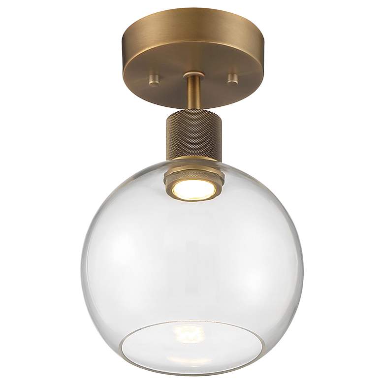 Image 3 Access Lighting Port Nine 7 1/2" Brass and Glass LED Ceiling Light more views