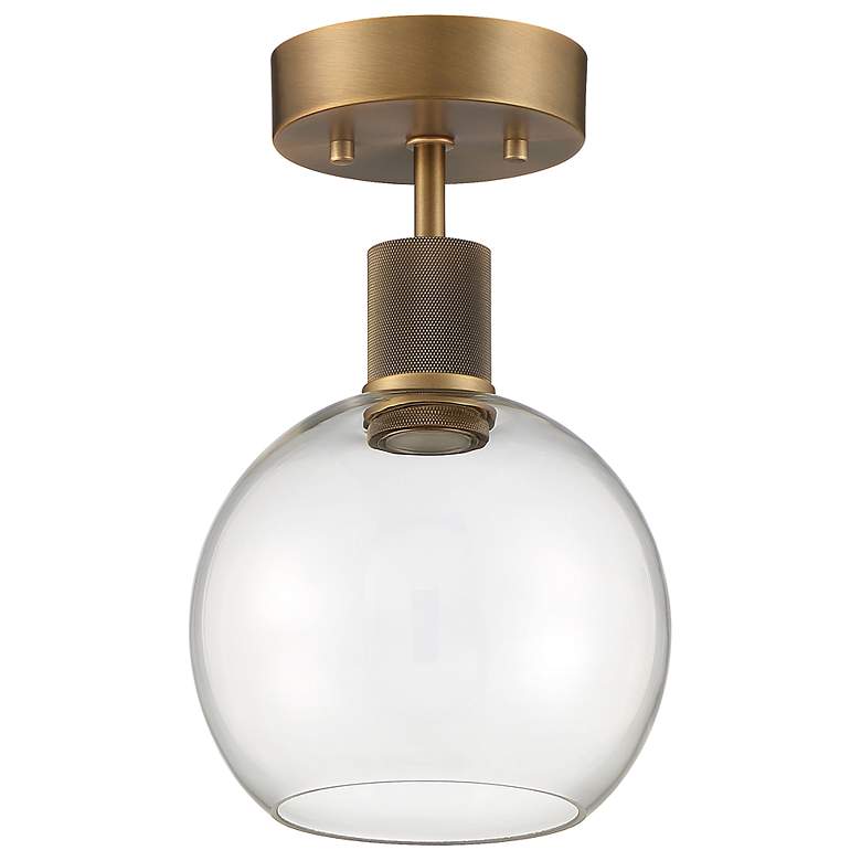 Image 4 Access Lighting Port Nine 7 1/2" Brass and Glass LED Ceiling Light more views