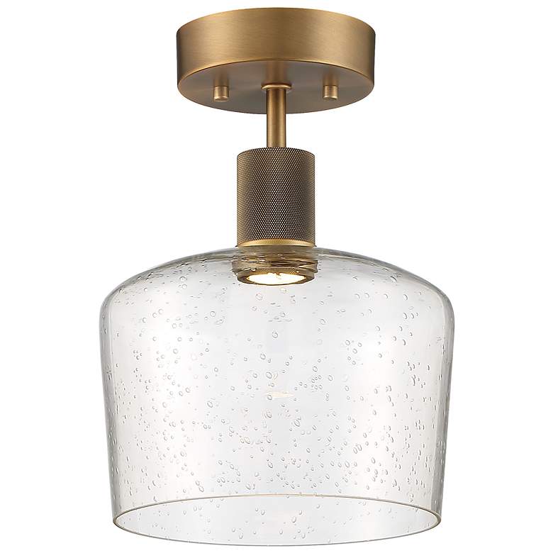 Image 1 Access Lighting Port Nine 9" Wide Brass Seeded Glass LED Ceiling Light