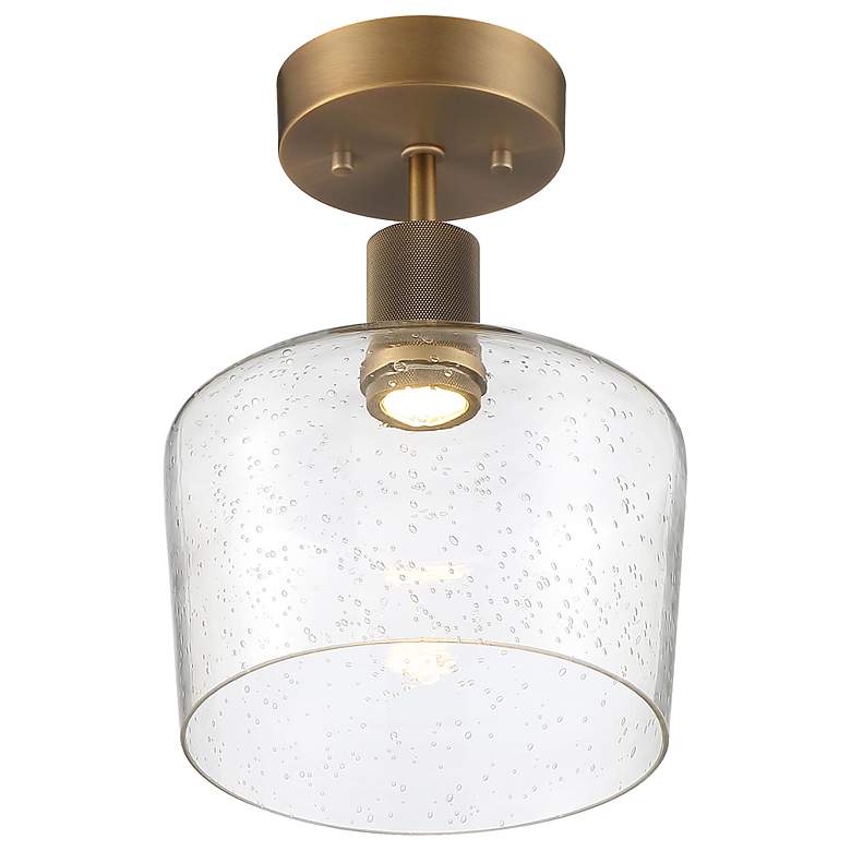 Image 3 Access Lighting Port Nine 9" Wide Brass Seeded Glass LED Ceiling Light more views