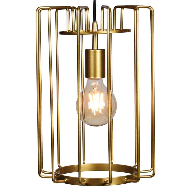Image 3 Access Lighting Wired 9" Wide Gold Open Cage LED Mini Pendant more views