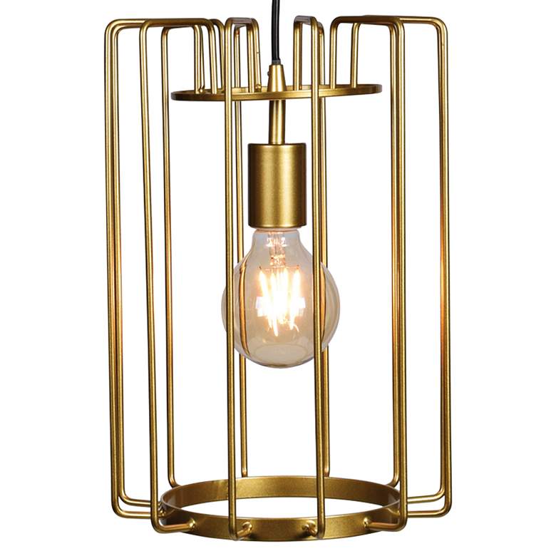 Image 3 Access Lighting Wired 9" Wide Gold Open Cage LED Mini Pendant more views