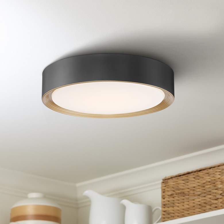 Image 1 Access Malaga 15 3/4 inch Wide Matte Black Modern Round LED Ceiling Light