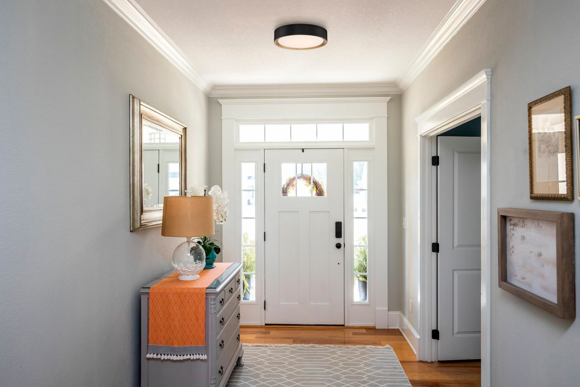 Access Malaga 15 3/4" Wide Matte Black Modern Round LED Ceiling Light