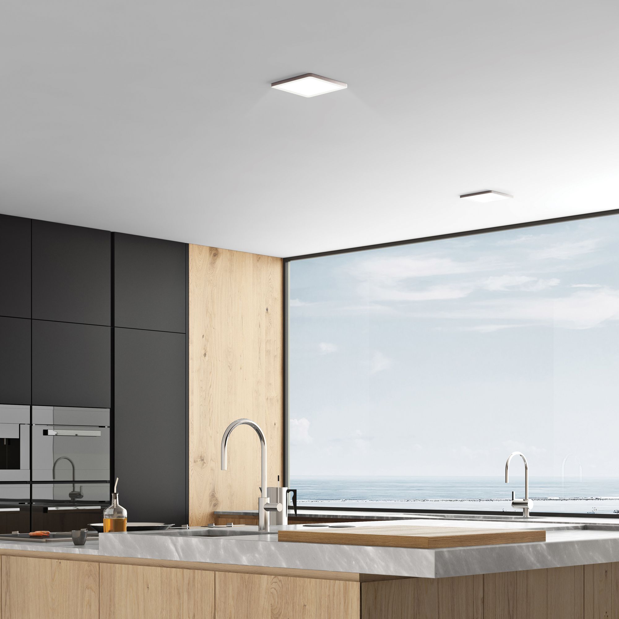 Image 3 Access ModPLUS 9" Silver Square LED Panel Flush Mount Ceiling Light more views