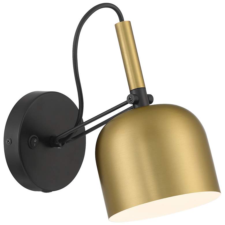 Image 2 Access Ponti 8.5" Antique Brushed Brass with Black LED Reading Light