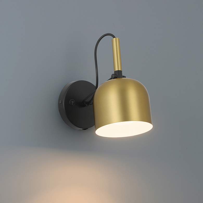 Image 1 Access Ponti 8.5" Antique Brushed Brass with Black LED Reading Light
