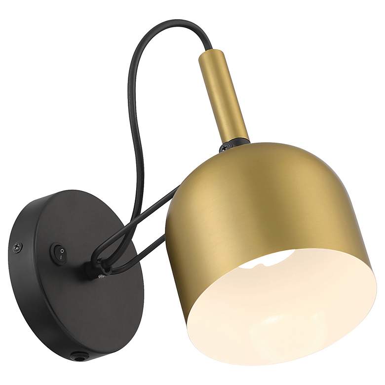 Image 4 Access Ponti 8.5" Antique Brushed Brass with Black LED Reading Light more views