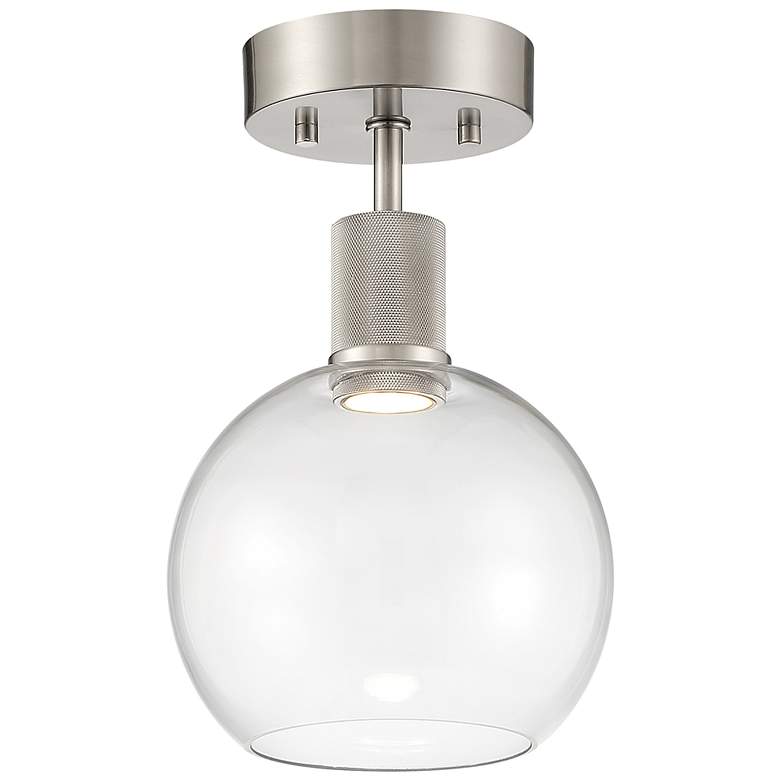 Image 1 Access Port Nine 7 1/2" Brushed Steel and Glass LED Ceiling Light