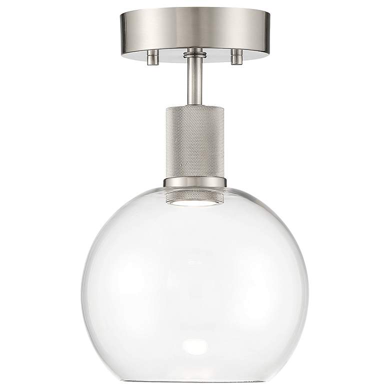 Image 2 Access Port Nine 7 1/2" Brushed Steel and Glass LED Ceiling Light more views