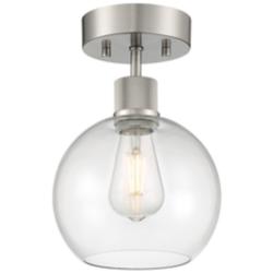 Access Port Nine 7 1/2" Brushed Steel Clear Glass Ceiling Light