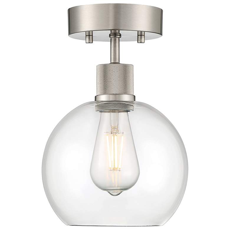 Image 2 Access Port Nine 7 1/2" Brushed Steel Clear Glass Ceiling Light more views