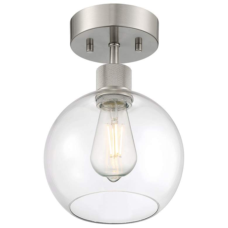 Image 3 Access Port Nine 7 1/2" Brushed Steel Clear Glass Ceiling Light more views