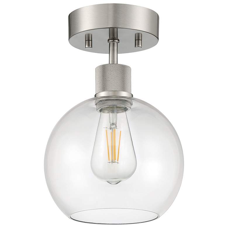 Image 4 Access Port Nine 7 1/2" Brushed Steel Clear Glass Ceiling Light more views