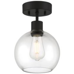 Access Port Nine 7 1/2" Wide Matte Black Clear Glass Ceiling Light