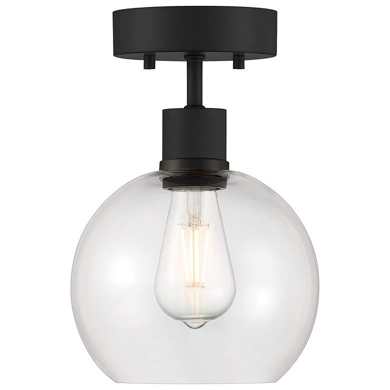 Image 2 Access Port Nine 7 1/2" Wide Matte Black Clear Glass Ceiling Light more views