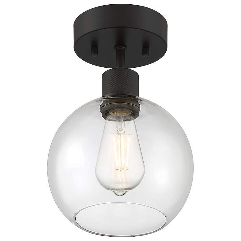 Image 3 Access Port Nine 7 1/2" Wide Matte Black Clear Glass Ceiling Light more views