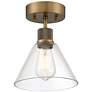 1_Access Port Nine 8" Wide Brushed Brass Clear Glass Ceiling Light