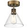 Access Port Nine 8" Wide Brushed Brass Clear Glass Ceiling Light