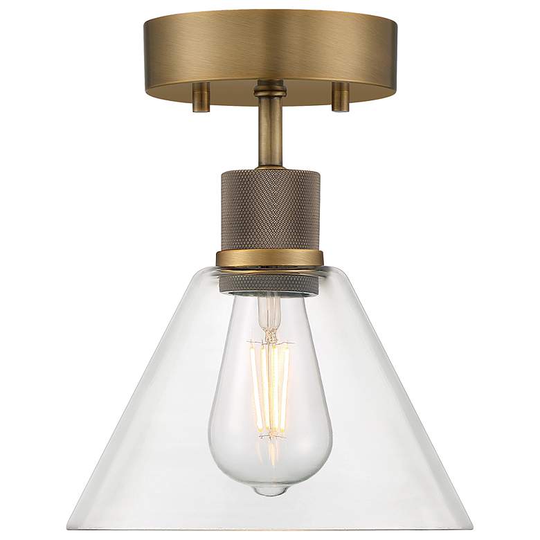 Image 2 Access Port Nine 8" Wide Brushed Brass Clear Glass Ceiling Light more views