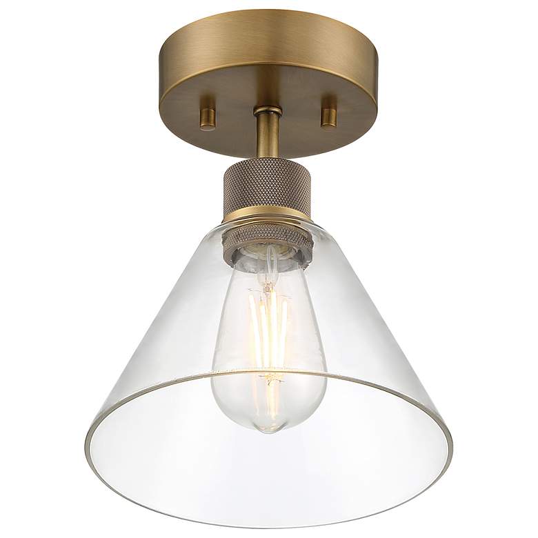 Image 3 Access Port Nine 8" Wide Brushed Brass Clear Glass Ceiling Light more views