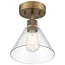 3_Access Port Nine 8" Wide Brushed Brass Clear Glass Ceiling Light more views