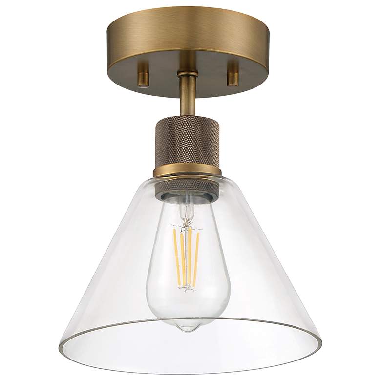 Image 4 Access Port Nine 8" Wide Brushed Brass Clear Glass Ceiling Light more views
