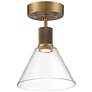 1_Access Port Nine 8" Wide Brushed Brass Clear Glass LED Ceiling Light
