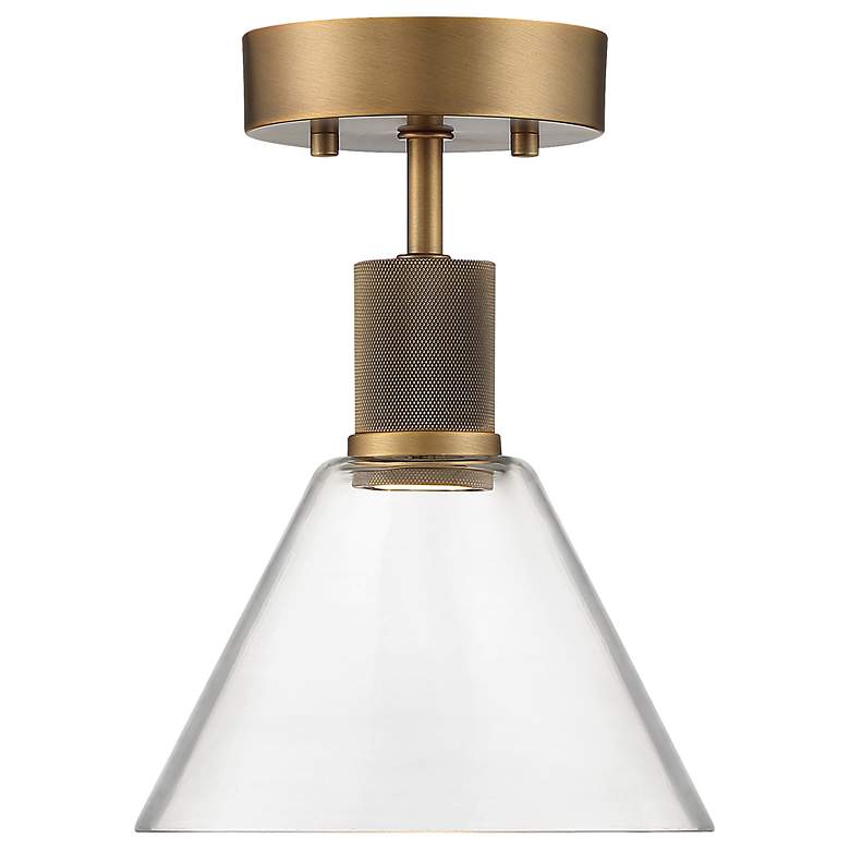 Image 2 Access Port Nine 8" Wide Brushed Brass Clear Glass LED Ceiling Light more views