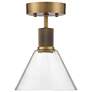 2_Access Port Nine 8" Wide Brushed Brass Clear Glass LED Ceiling Light more views