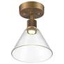 3_Access Port Nine 8" Wide Brushed Brass Clear Glass LED Ceiling Light more views