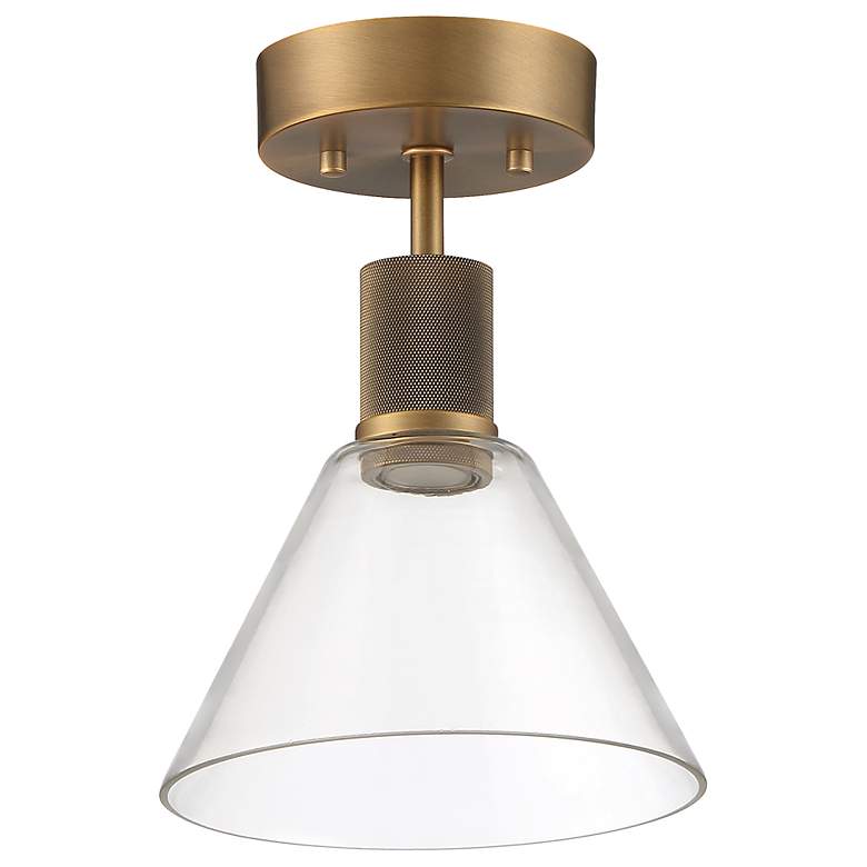 Image 4 Access Port Nine 8" Wide Brushed Brass Clear Glass LED Ceiling Light more views