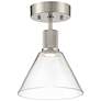 1_Access Port Nine 8" Wide Brushed Steel Clear Glass LED Ceiling Light