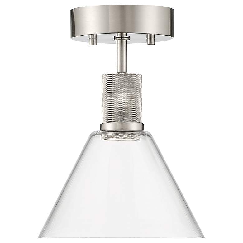 Image 2 Access Port Nine 8" Wide Brushed Steel Clear Glass LED Ceiling Light more views
