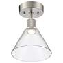 3_Access Port Nine 8" Wide Brushed Steel Clear Glass LED Ceiling Light more views