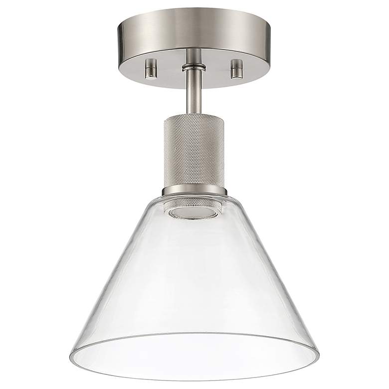 Image 4 Access Port Nine 8" Wide Brushed Steel Clear Glass LED Ceiling Light more views