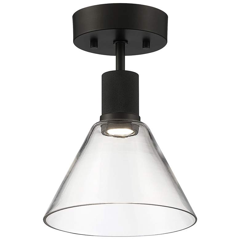 Image 1 Access Port Nine 8" Wide LED Matte Black Clear Glass Ceiling Light