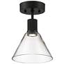 1_Access Port Nine 8" Wide LED Matte Black Clear Glass Ceiling Light