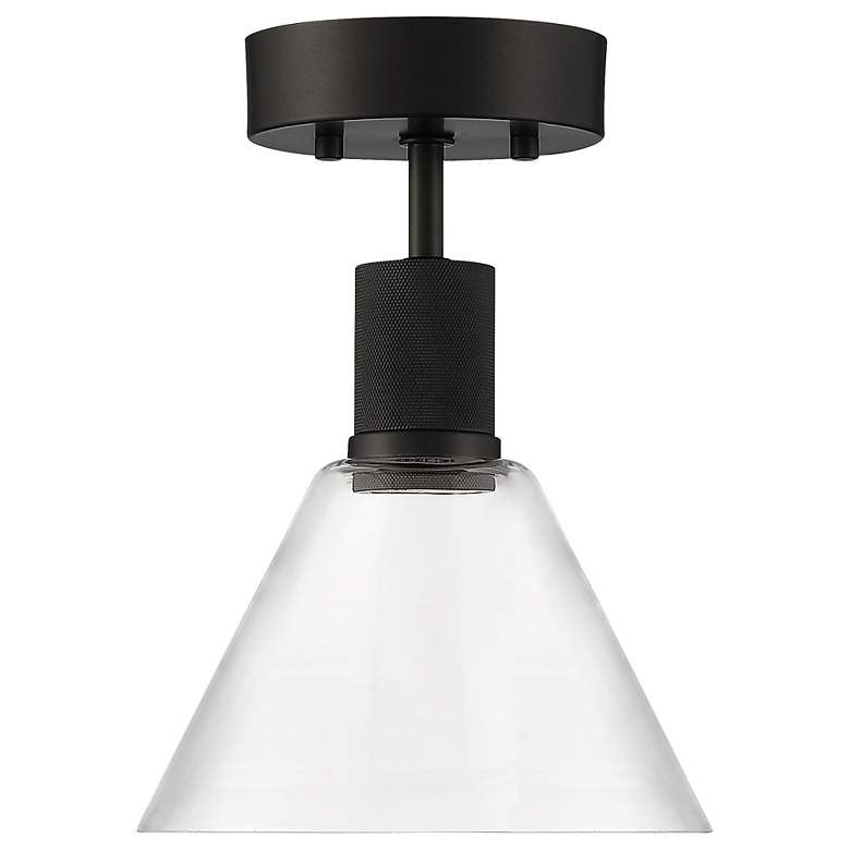 Image 2 Access Port Nine 8" Wide LED Matte Black Clear Glass Ceiling Light more views