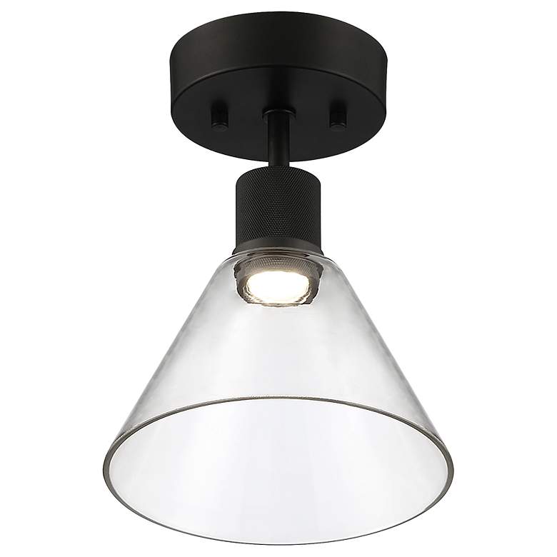 Image 3 Access Port Nine 8" Wide LED Matte Black Clear Glass Ceiling Light more views