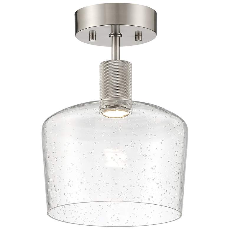 Image 1 Access Port Nine 9" Brushed Steel Seeded Glass LED Ceiling Light