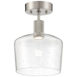 Access Port Nine 9" Brushed Steel Seeded Glass LED Ceiling Light