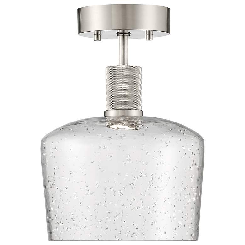 Image 2 Access Port Nine 9" Brushed Steel Seeded Glass LED Ceiling Light more views
