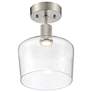 3_Access Port Nine 9" Brushed Steel Seeded Glass LED Ceiling Light more views