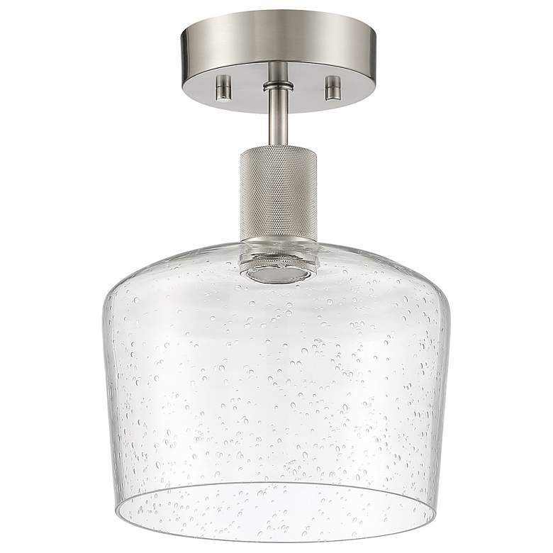 Image 4 Access Port Nine 9" Brushed Steel Seeded Glass LED Ceiling Light more views