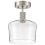 4_Access Port Nine 9" Brushed Steel Seeded Glass LED Ceiling Light more views
